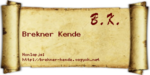 Brekner Kende névjegykártya